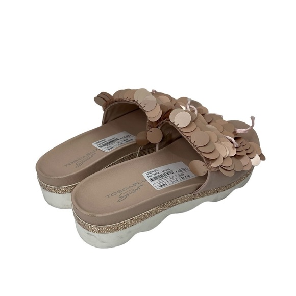 Tosca Blue Studio Light Pink Round Tassel Platform Rhinestone Slides 8 - Picture 5 of 7